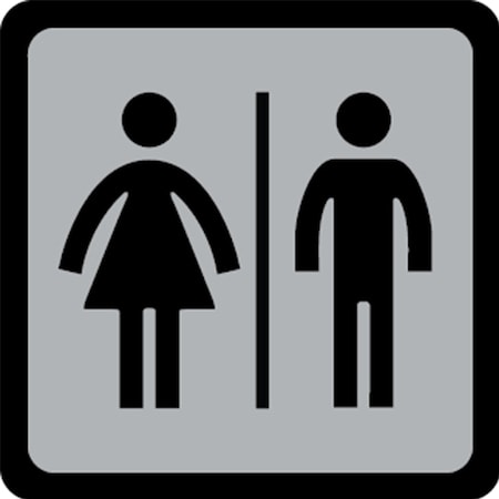 Hy-Ko 4.5X4.5In Restrooms Sign 4.5" x 4.5", 5PK A00493